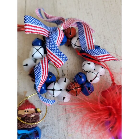 USA bell Rudolph Red-Nosed reindeer snowman ornament Xmas set - Picture 3 of 6